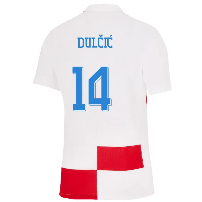 Danxen Herren Kroatien Antonia Dulcic #14 Weiß Rot Heimtrikot Trikot 24-26 T-Shirt