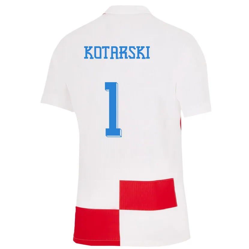 Danxen Herren Kroatien Dominik Kotarski #1 Weiß Rot Heimtrikot Trikot 24-26 T-Shirt