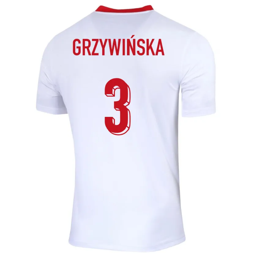 Danxen Herren Polen Gabriela Grzywinska #3 Weiß Heimtrikot Trikot 24-26 T-Shirt