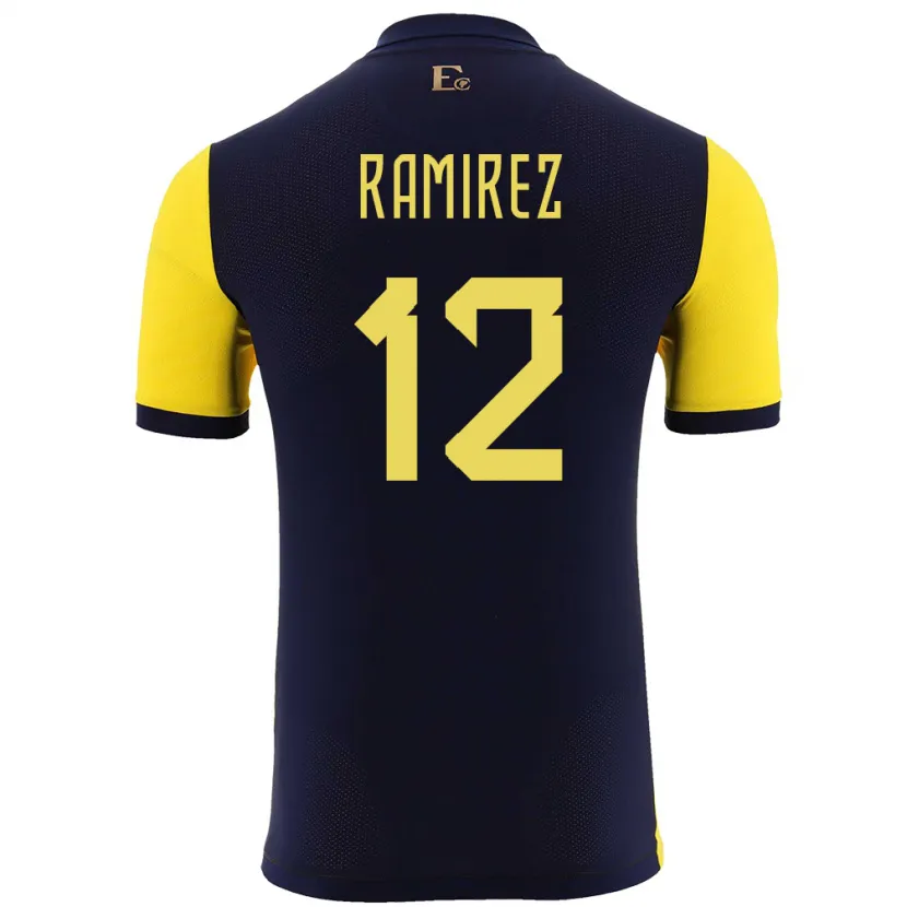 Danxen Herren Ecuador Moises Ramirez #12 Gelb Heimtrikot Trikot 24-26 T-Shirt