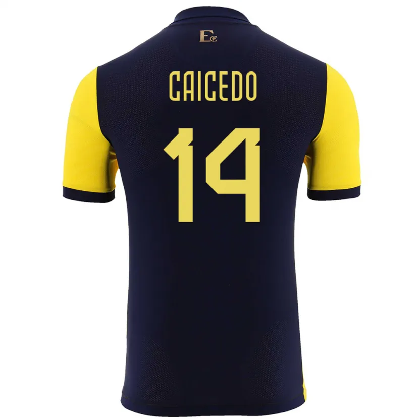 Danxen Herren Ecuador Carina Caicedo #14 Gelb Heimtrikot Trikot 24-26 T-Shirt