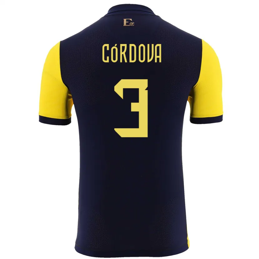 Danxen Herren Ecuador Luis Cordova #3 Gelb Heimtrikot Trikot 24-26 T-Shirt