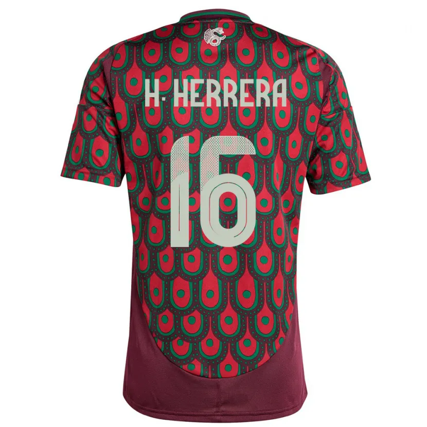 Danxen Herren Mexiko Hector Herrera #16 Kastanienbraun Heimtrikot Trikot 24-26 T-Shirt