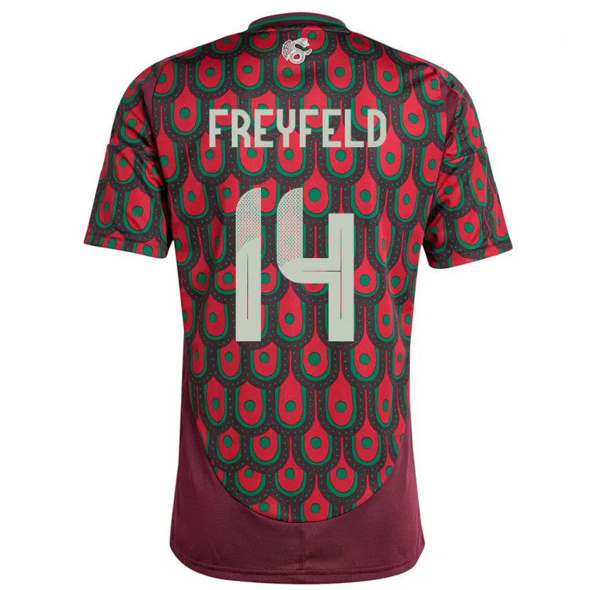 Danxen Herren Mexiko Emiliano Freyfeld #14 Kastanienbraun Heimtrikot Trikot 24-26 T-Shirt