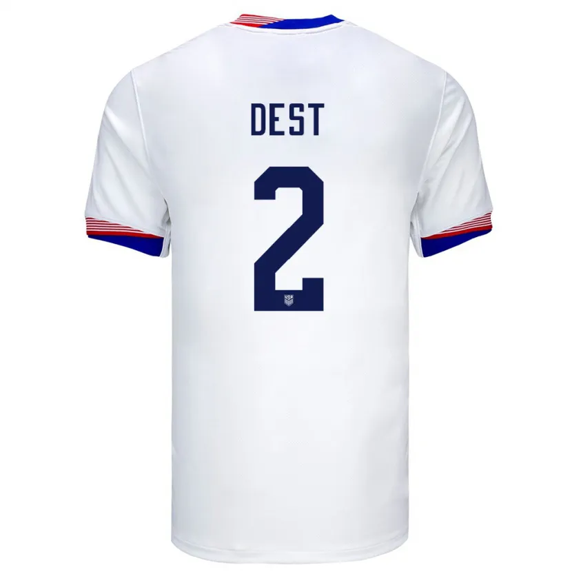Danxen Herren Vereinigte Staaten Sergino Dest #2 Weiß Heimtrikot Trikot 24-26 T-Shirt