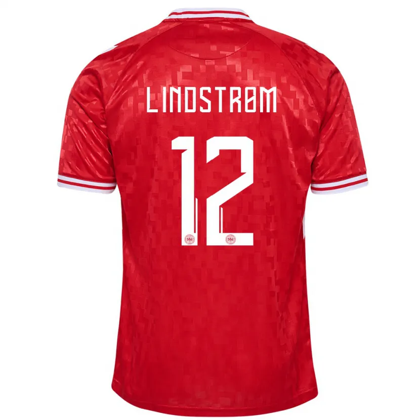 Danxen Herren Dänemark Jesper Lindstrøm #12 Rot Heimtrikot Trikot 24-26 T-Shirt