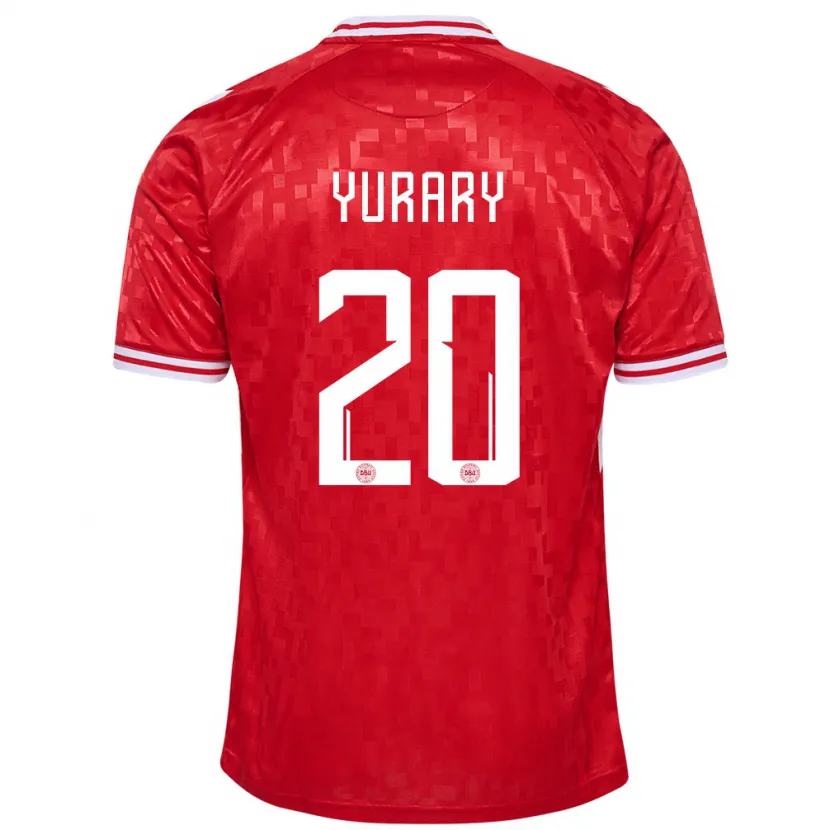 Danxen Herren Dänemark Yussuf Poulsen #20 Rot Heimtrikot Trikot 24-26 T-Shirt