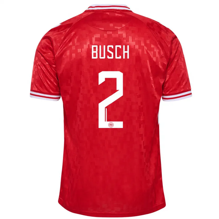 Danxen Herren Dänemark Alexander Busch #2 Rot Heimtrikot Trikot 24-26 T-Shirt