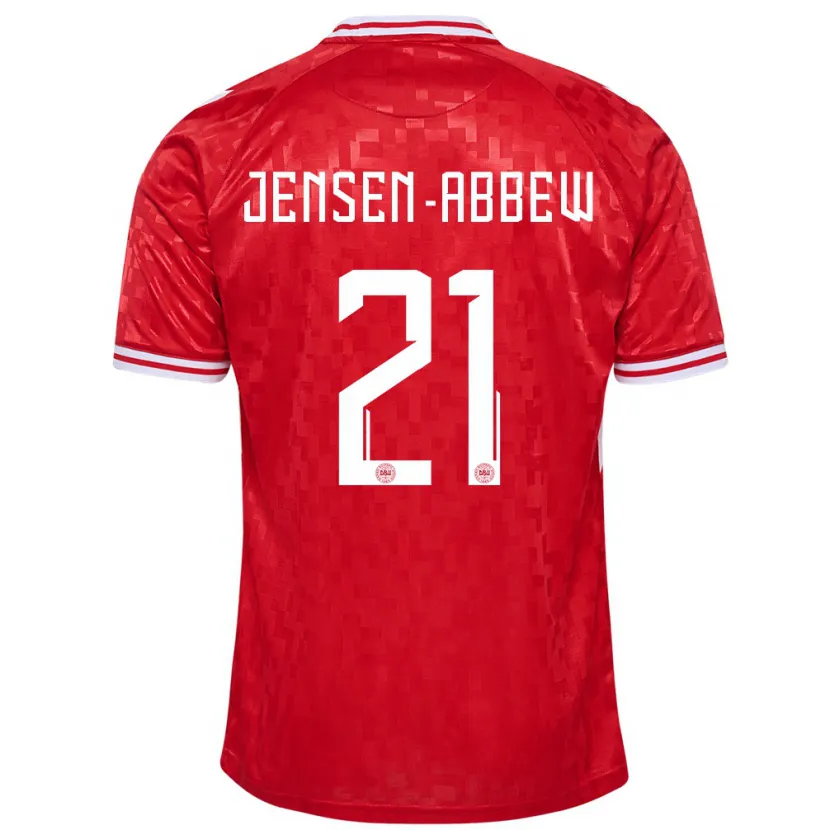 Danxen Herren Dänemark Jonas Jensen-Abbew #21 Rot Heimtrikot Trikot 24-26 T-Shirt