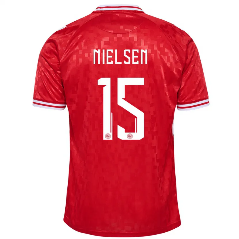 Danxen Herren Dänemark Villads Nielsen #15 Rot Heimtrikot Trikot 24-26 T-Shirt
