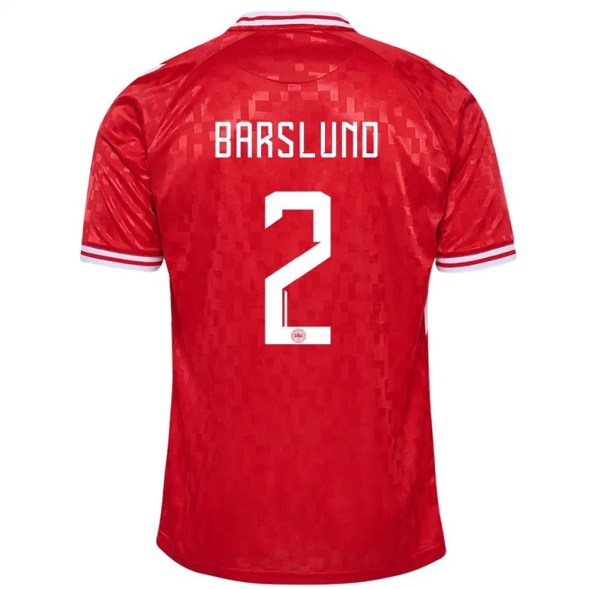 Danxen Herren Dänemark Kaare Barslund #2 Rot Heimtrikot Trikot 24-26 T-Shirt