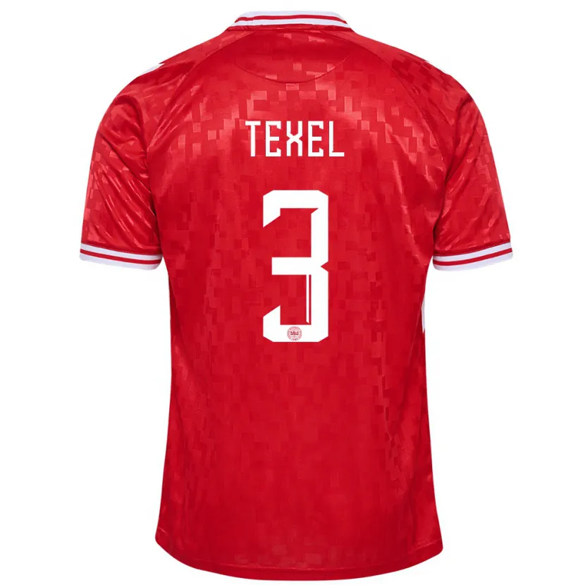 Danxen Herren Dänemark Pontus Texel #3 Rot Heimtrikot Trikot 24-26 T-Shirt