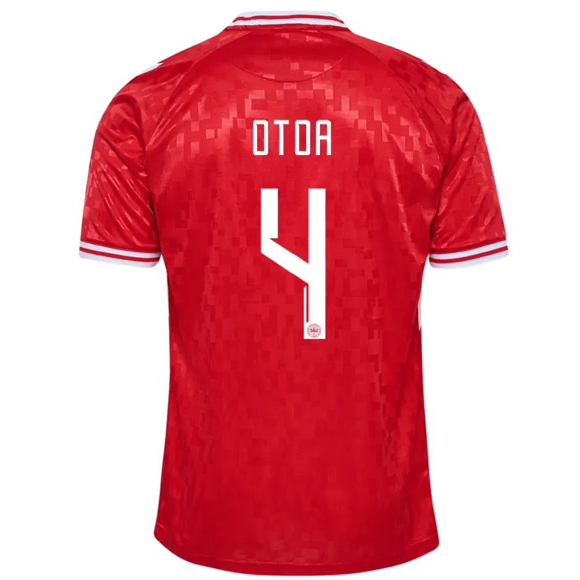 Danxen Herren Dänemark Sebastian Otoa #4 Rot Heimtrikot Trikot 24-26 T-Shirt