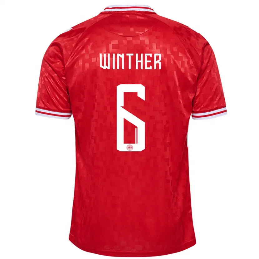 Danxen Herren Dänemark Casper Winther #6 Rot Heimtrikot Trikot 24-26 T-Shirt