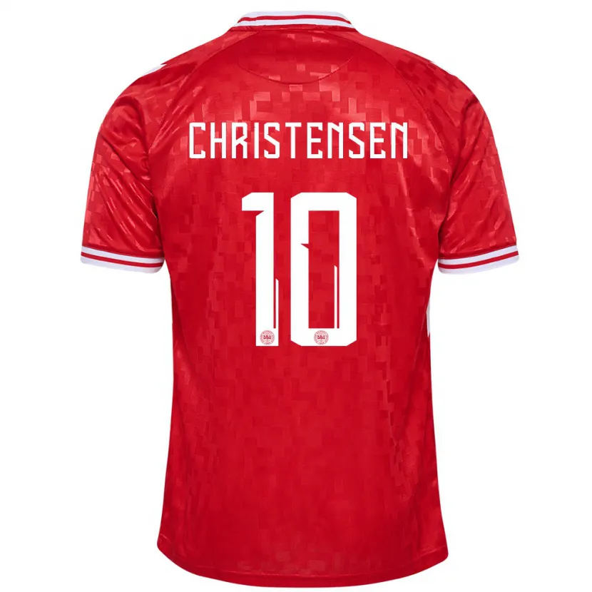 Danxen Herren Dänemark Gustav Christensen #10 Rot Heimtrikot Trikot 24-26 T-Shirt
