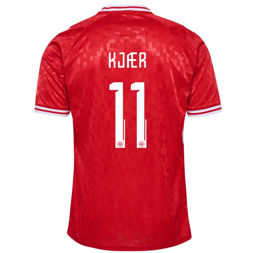 Danxen Herren Dänemark Jeppe Kjær #11 Rot Heimtrikot Trikot 24-26 T-Shirt