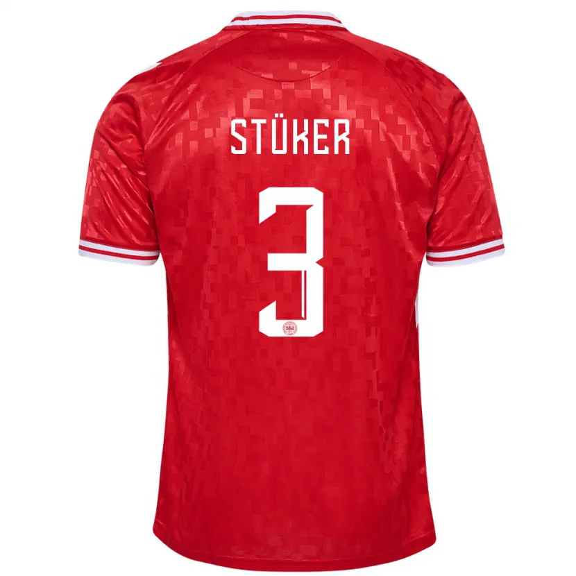 Danxen Herren Dänemark Simon Stüker #3 Rot Heimtrikot Trikot 24-26 T-Shirt