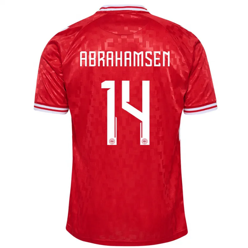Danxen Herren Dänemark Mads Abrahamsen #14 Rot Heimtrikot Trikot 24-26 T-Shirt