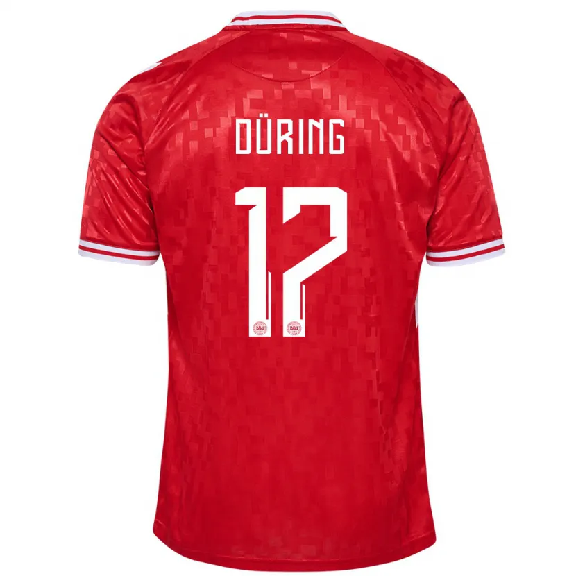 Danxen Herren Dänemark Rasmus Düring #17 Rot Heimtrikot Trikot 24-26 T-Shirt