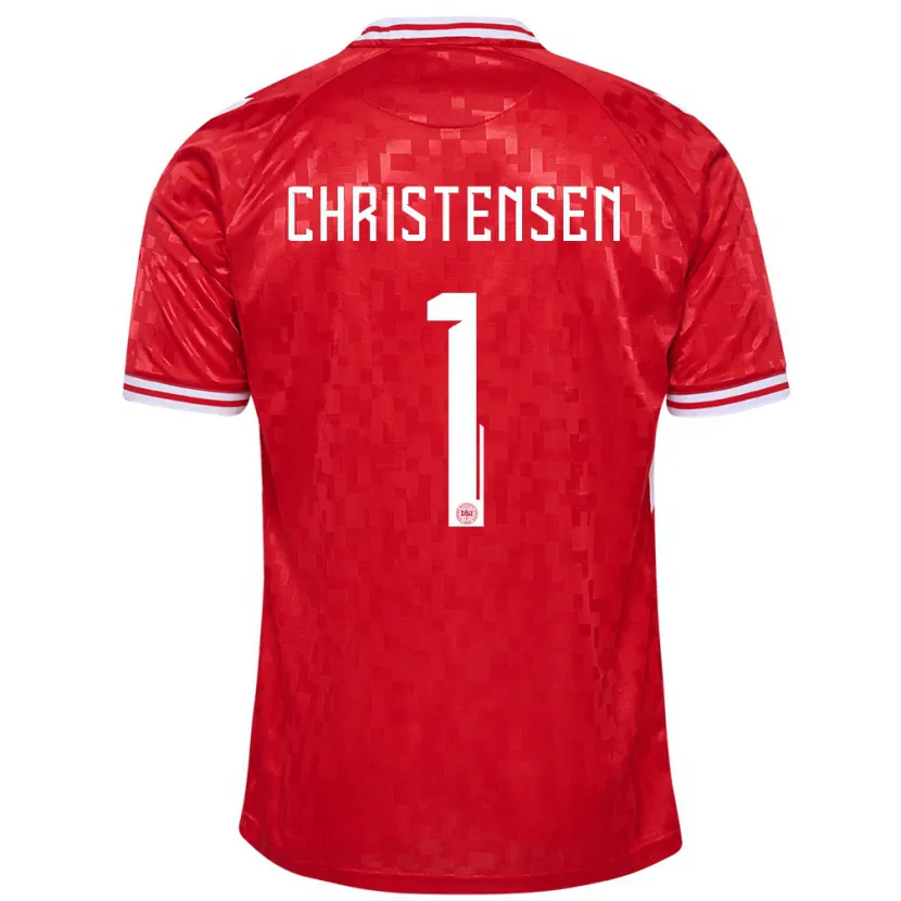 Danxen Herren Dänemark Lene Christensen #1 Rot Heimtrikot Trikot 24-26 T-Shirt