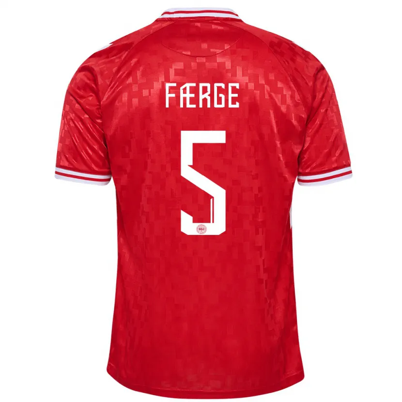 Danxen Herren Dänemark Emma Færge #5 Rot Heimtrikot Trikot 24-26 T-Shirt