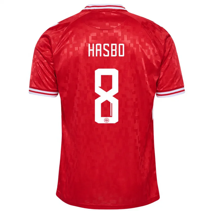 Danxen Herren Dänemark Josefine Hasbo #8 Rot Heimtrikot Trikot 24-26 T-Shirt