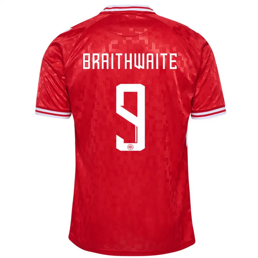 Danxen Herren Dänemark Martin Braithwaite #9 Rot Heimtrikot Trikot 24-26 T-Shirt