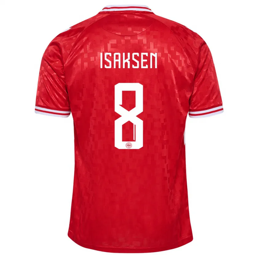 Danxen Herren Dänemark Gustav Isaksen #8 Rot Heimtrikot Trikot 24-26 T-Shirt