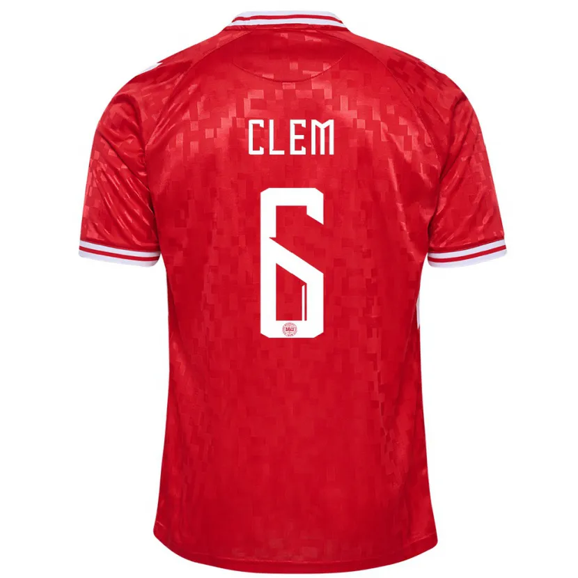 Danxen Herren Dänemark William Clem #6 Rot Heimtrikot Trikot 24-26 T-Shirt