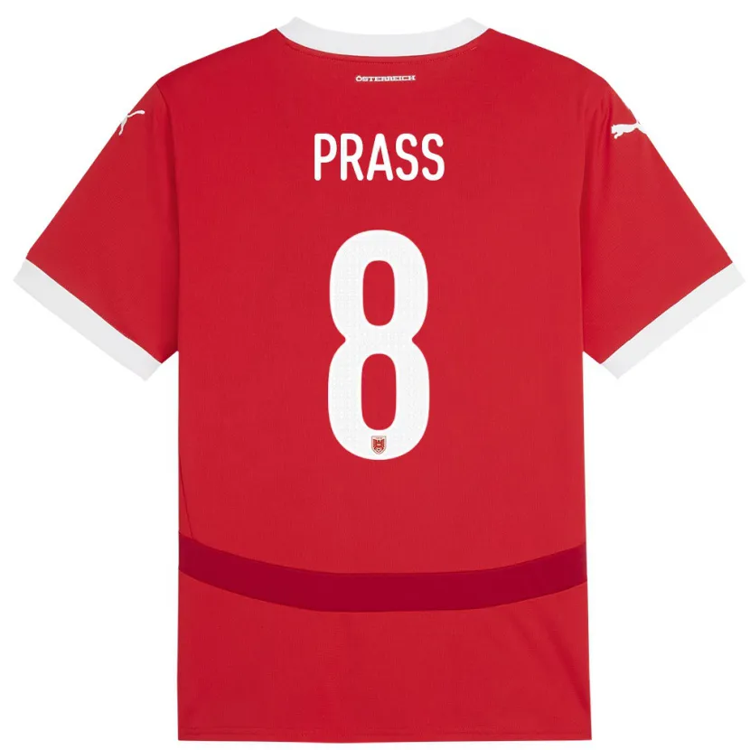 Danxen Herren Österreich Alexander Prass #8 Rot Heimtrikot Trikot 24-26 T-Shirt