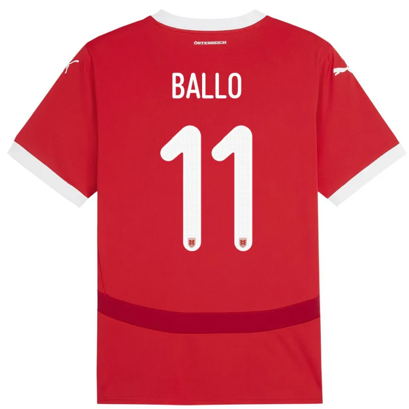 Danxen Herren Österreich Thierno Ballo #11 Rot Heimtrikot Trikot 24-26 T-Shirt