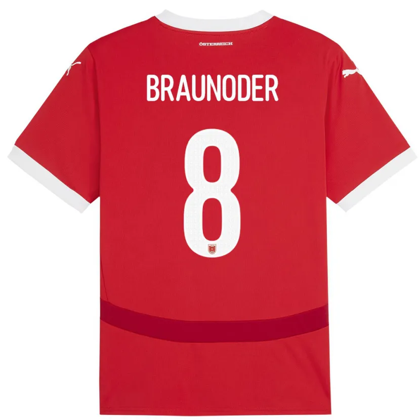 Danxen Herren Österreich Matthias Braunöder #8 Rot Heimtrikot Trikot 24-26 T-Shirt
