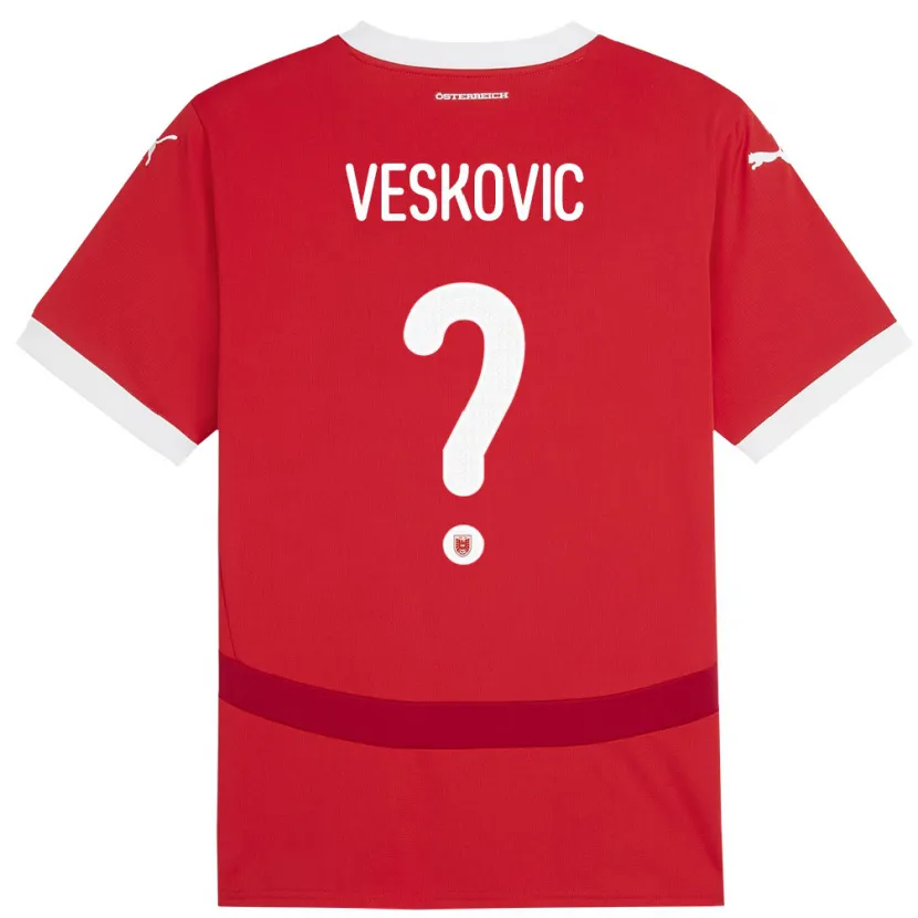 Danxen Herren Österreich David Veskovic #0 Rot Heimtrikot Trikot 24-26 T-Shirt