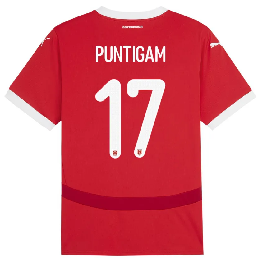 Danxen Herren Österreich Sarah Puntigam #17 Rot Heimtrikot Trikot 24-26 T-Shirt