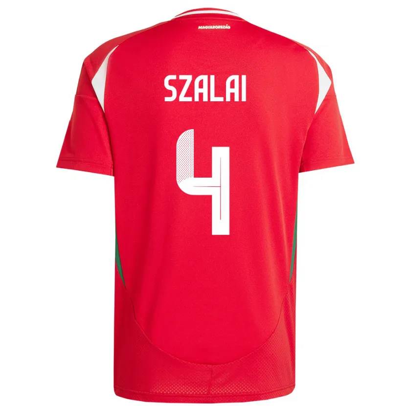 Danxen Herren Ungarn Attila Szalai #4 Rot Heimtrikot Trikot 24-26 T-Shirt