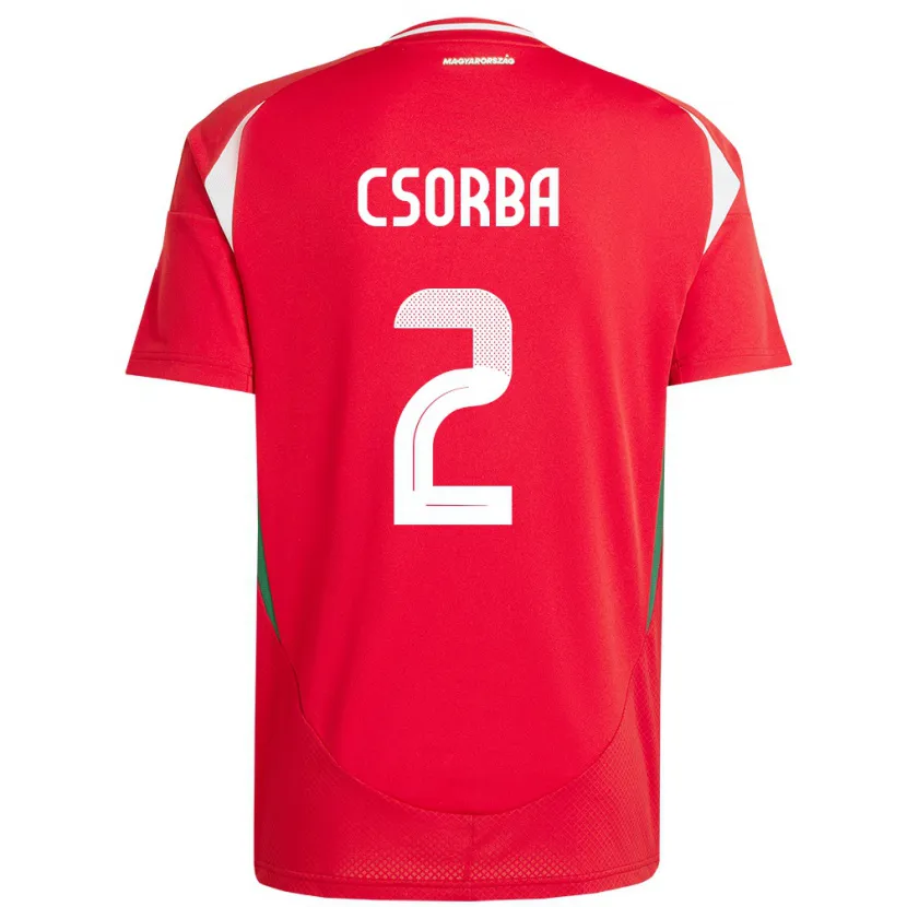 Danxen Herren Ungarn Dominik Csorba #2 Rot Heimtrikot Trikot 24-26 T-Shirt
