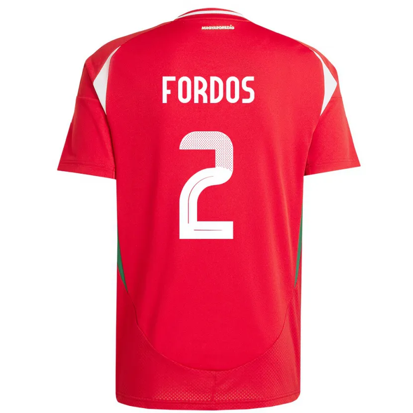 Danxen Herren Ungarn Beatrix Fördős #2 Rot Heimtrikot Trikot 24-26 T-Shirt
