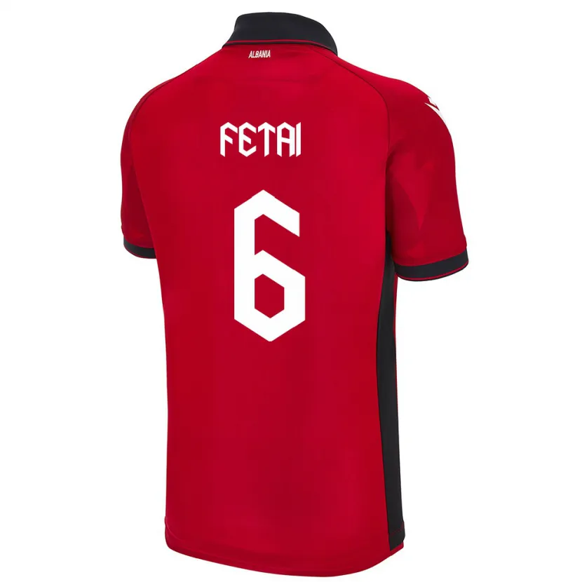 Danxen Herren Albanien Feta Fetai #6 Rot Heimtrikot Trikot 24-26 T-Shirt