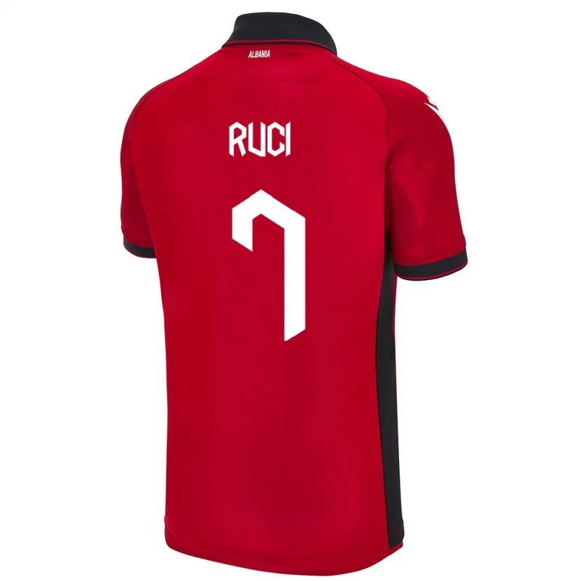 Danxen Herren Albanien Flamur Ruci #7 Rot Heimtrikot Trikot 24-26 T-Shirt