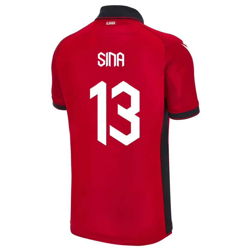 Danxen Herren Albanien Samuele Sina #13 Rot Heimtrikot Trikot 24-26 T-Shirt
