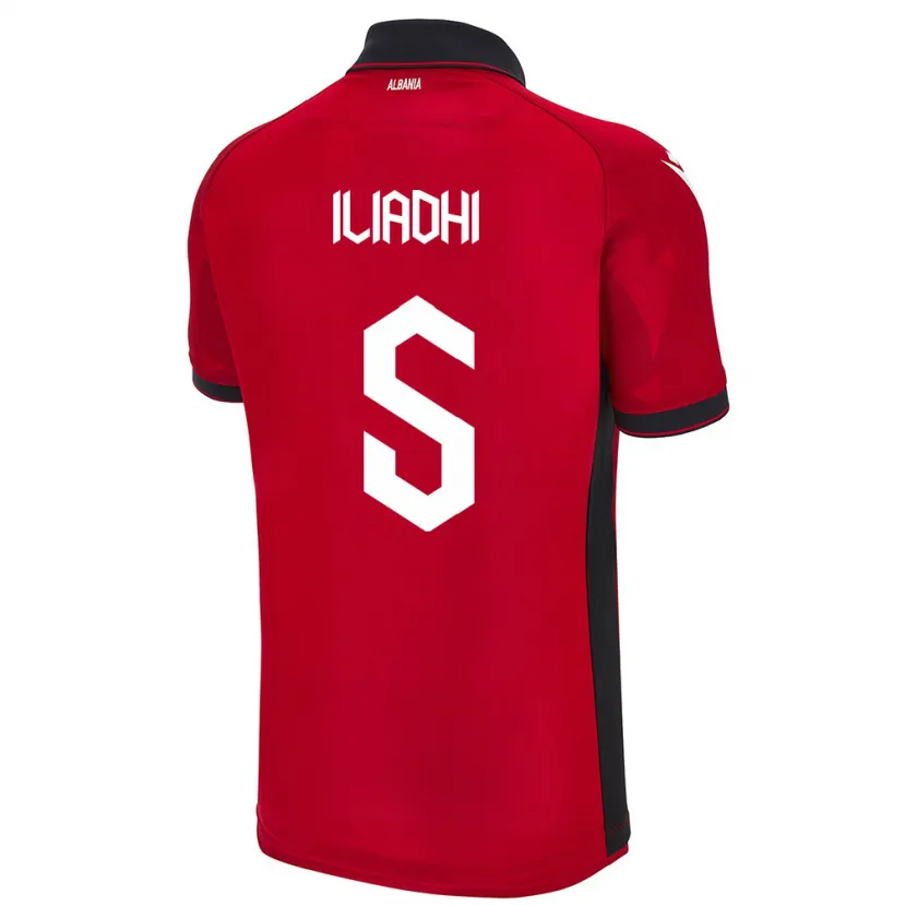 Danxen Herren Albanien Aglia Iliadhi #5 Rot Heimtrikot Trikot 24-26 T-Shirt