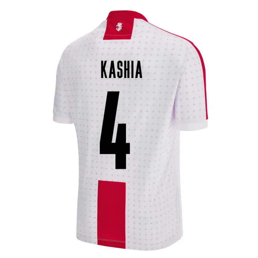 Danxen Herren Georgien Guram Kashia #4 Weiß Heimtrikot Trikot 24-26 T-Shirt