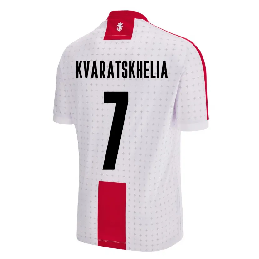 Danxen Herren Georgien Khvicha Kvaratskhelia #7 Weiß Heimtrikot Trikot 24-26 T-Shirt
