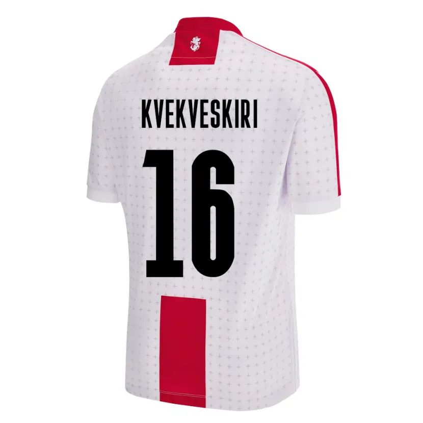 Danxen Herren Georgien Nika Kvekveskiri #16 Weiß Heimtrikot Trikot 24-26 T-Shirt