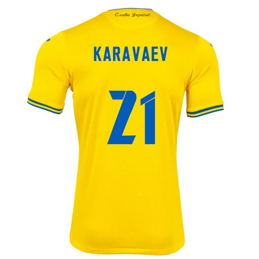 Danxen Herren Ukraine Oleksandr Karavaev #21 Gelb Heimtrikot Trikot 24-26 T-Shirt