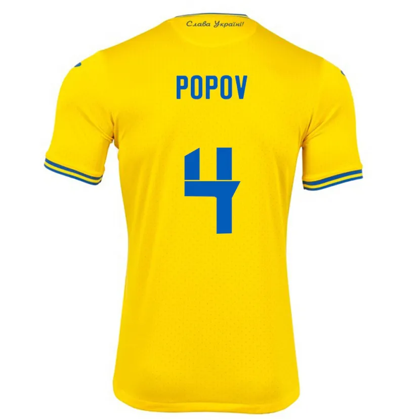 Danxen Herren Ukraine Denys Popov #4 Gelb Heimtrikot Trikot 24-26 T-Shirt