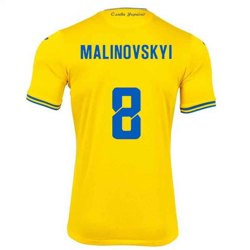 Danxen Herren Ukraine Ruslan Malinovskyi #8 Gelb Heimtrikot Trikot 24-26 T-Shirt