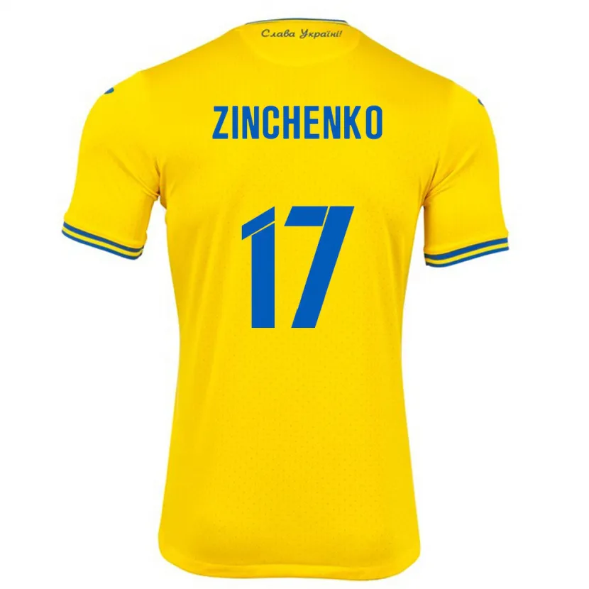 Danxen Herren Ukraine Oleksandr Zinchenko #17 Gelb Heimtrikot Trikot 24-26 T-Shirt