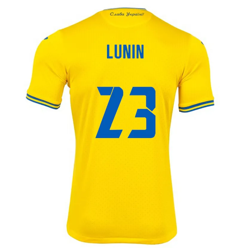 Danxen Herren Ukraine Andriy Lunin #23 Gelb Heimtrikot Trikot 24-26 T-Shirt