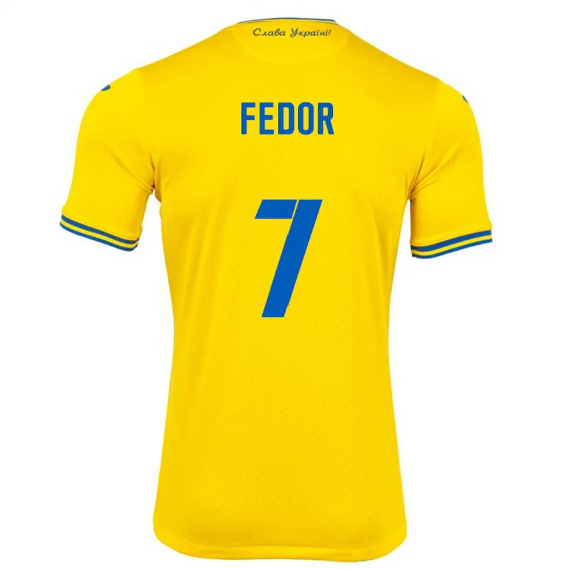 Danxen Herren Ukraine Oleg Fedor #7 Gelb Heimtrikot Trikot 24-26 T-Shirt